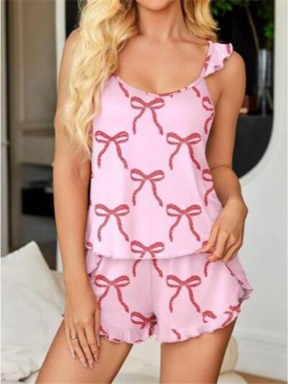 Ruffled Printed Cami and Shorts Set